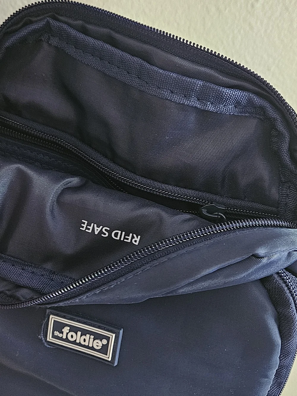 The Foldie Navy Messenger Crossbody Bag for Men. Travel, Vacation, Summer, Hike
